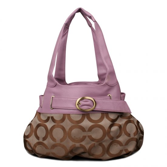 Coach Buckle In Signature Large Purple Khaki Hobo EMZ | Women